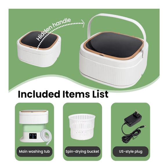 Portable Washing Machine Small Washer Compact, Foldable Clothes Washer - Travel - Picture 3 of 4